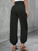 Women's Casual Elastic Waist Nine-Point Pants Double Pocket Harem Pants